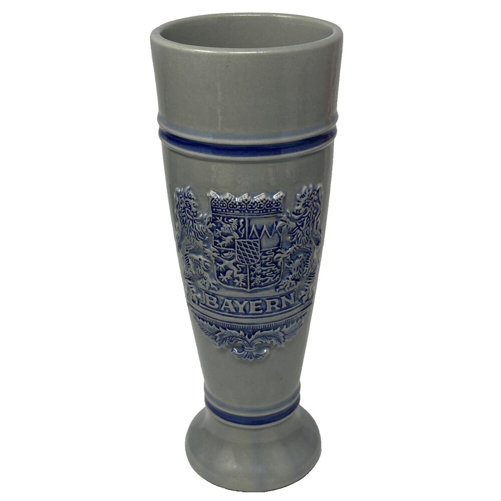 Gerzit Germany Stoneware Beer Mug Glass .5 Liter Salt Glaze Coat of Arms